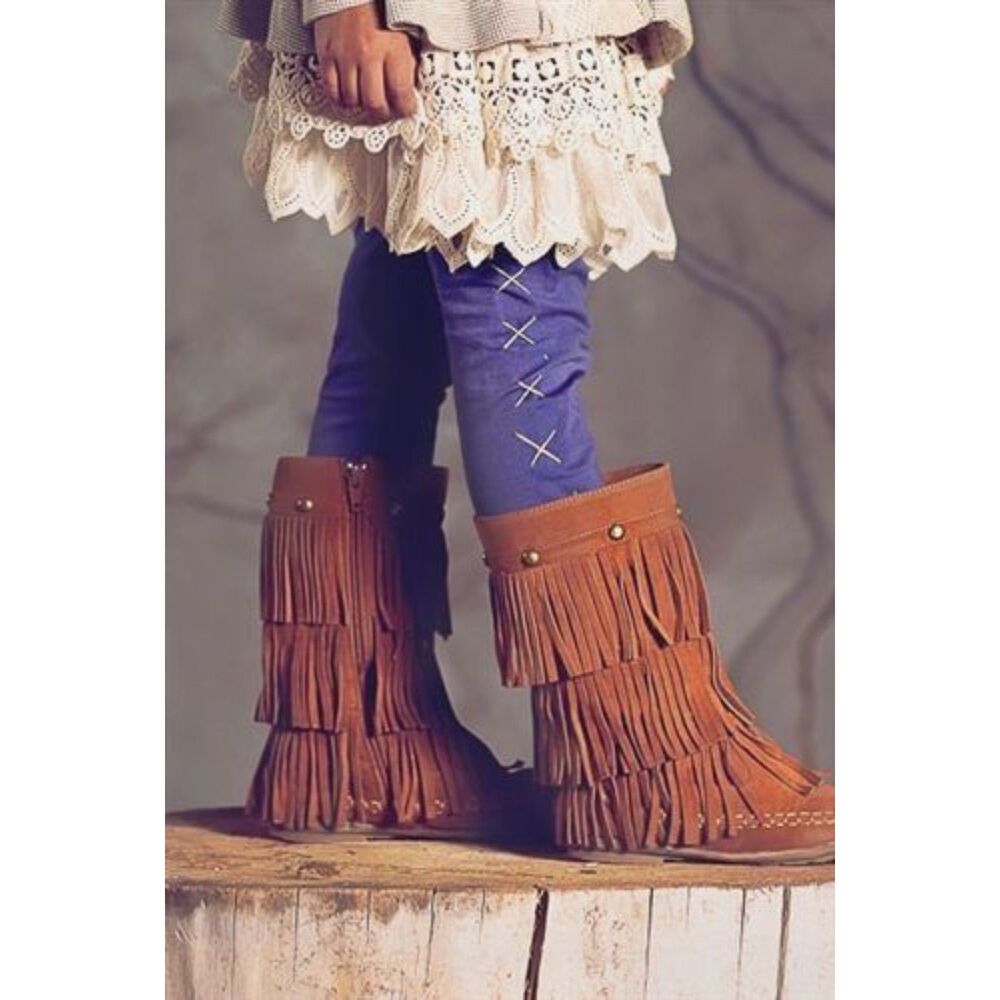 Jak & Peppar girls leggings 12 14 blue green embroidered lace-up pants bohemian